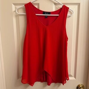 BCX Red Asymmetrical Sleeveless Tank Top